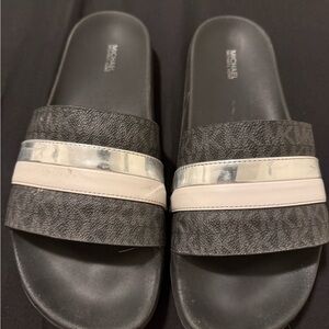 Michael Kors Black and Silver Sandals